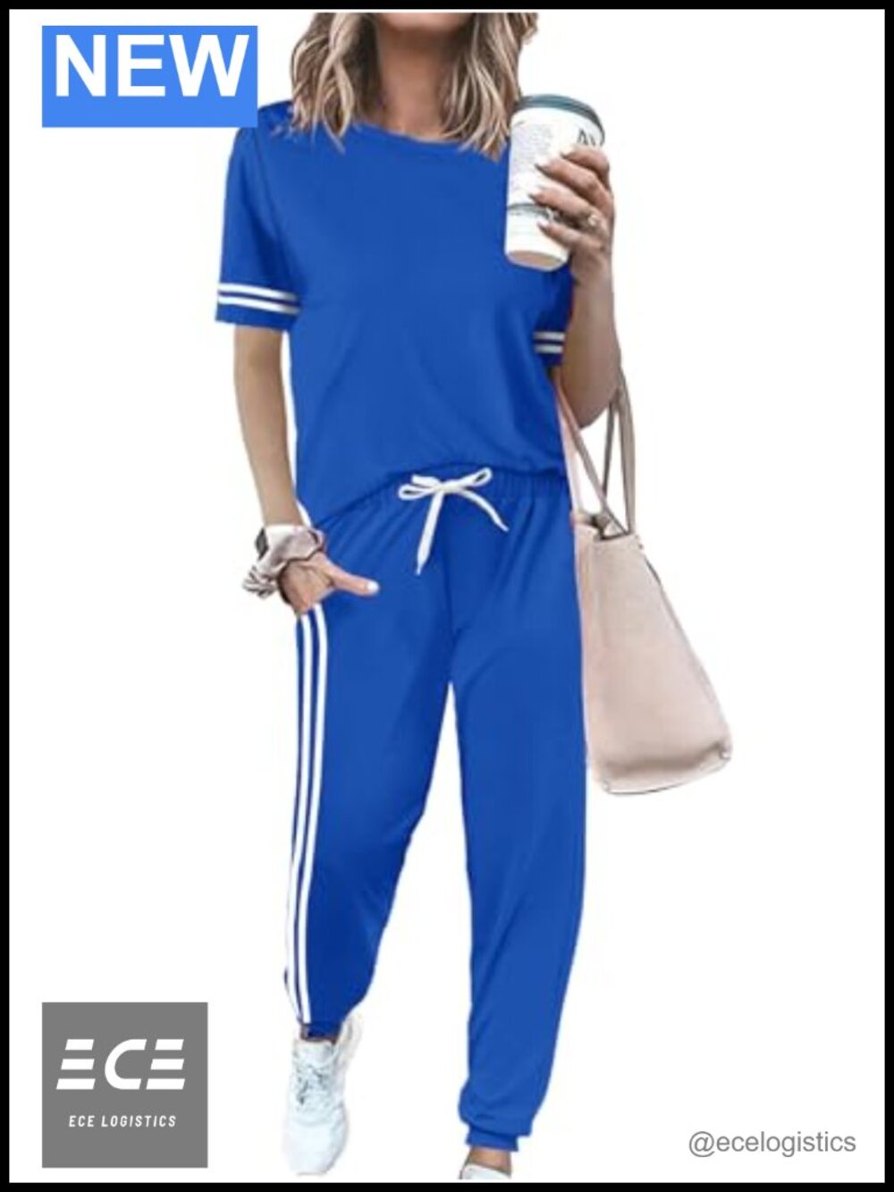 Women 2 Piece Outfits Striped Short Sleeve Sweatsuit Lounge Set with Pockets